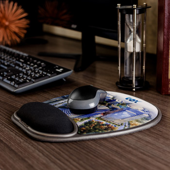 Eco-Rest&trade; Soft Surface 4-color Mouse Pad w/Wrist Rest